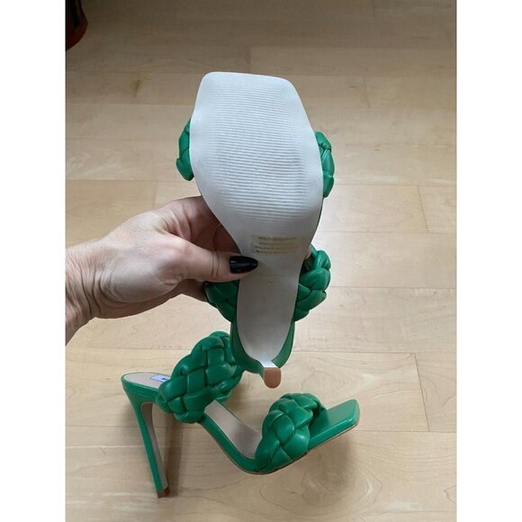 Steve Madden BNWOT "Kenley" Green Braid Stiletto Heel Sandals - Picture 4 of 8